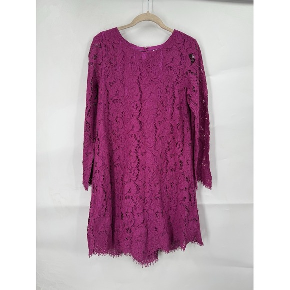 Adam Lippes Long Sleeve Lace Trapeze Midi Dress Women 8 Pink Feminine Romantic - Picture 2 of 11